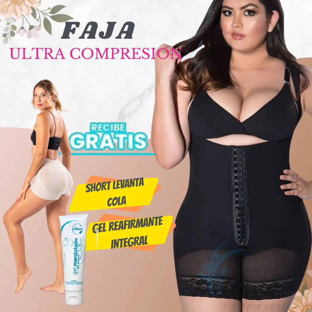 FAJA ULTRA COMPRESION + OBSEQUIO: SHORT LEVANTA GLUTEOS Y GEL REAFIRMANTE